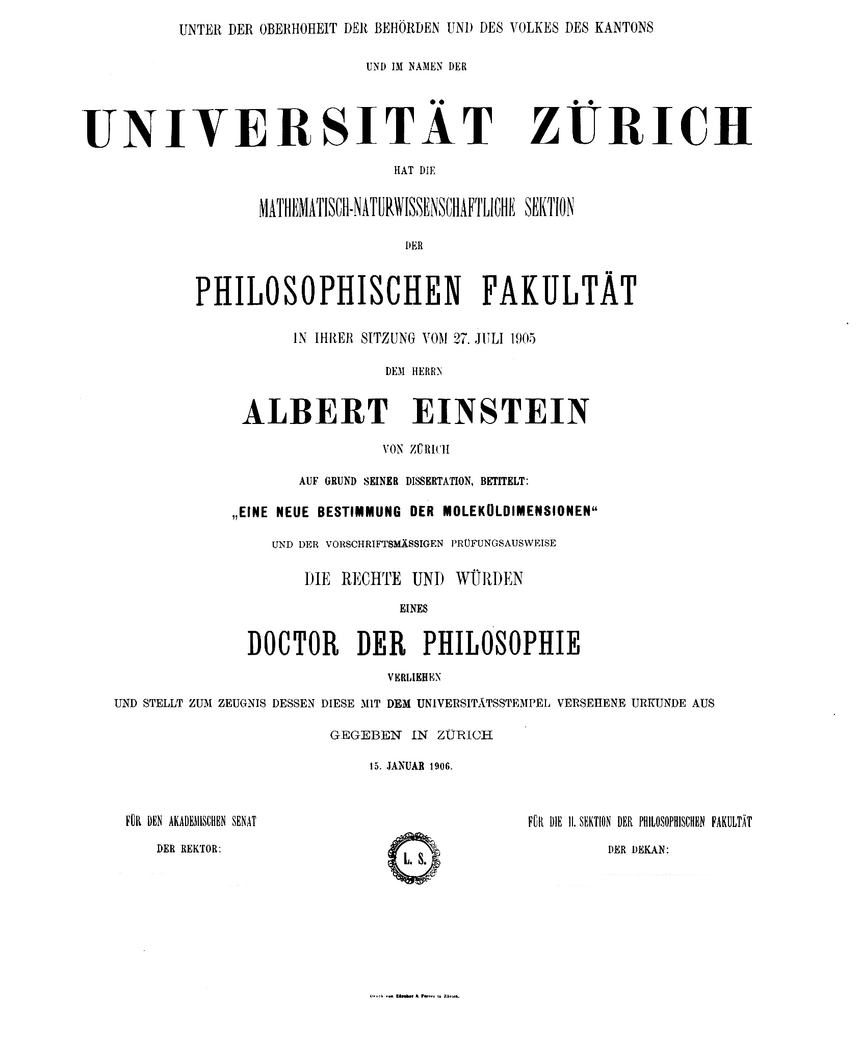 Albert Einstein Dissertation